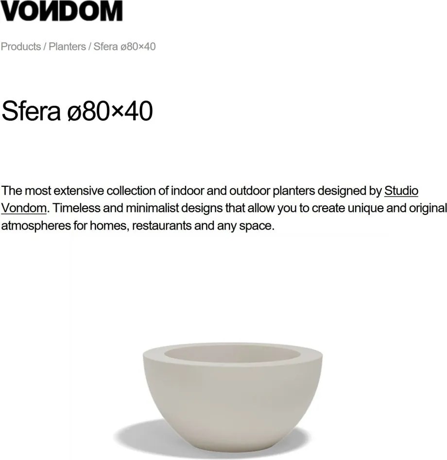 Ghiveci plante design decorativ modern exterior / interior SFERA 80x40cm