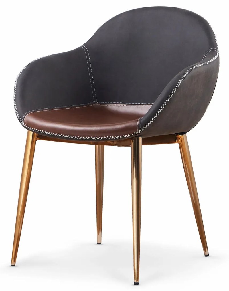 Scaun K304 piele ecologica gri maro