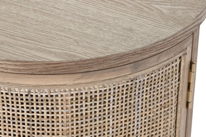 Comoda TV natur , din lemn de cauciuc si rattan „Rustic Elegance”