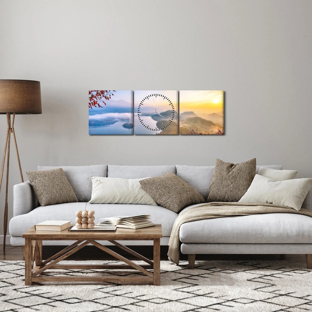 Tablou - Lacul Bled (cu ceas) (90x30 cm)