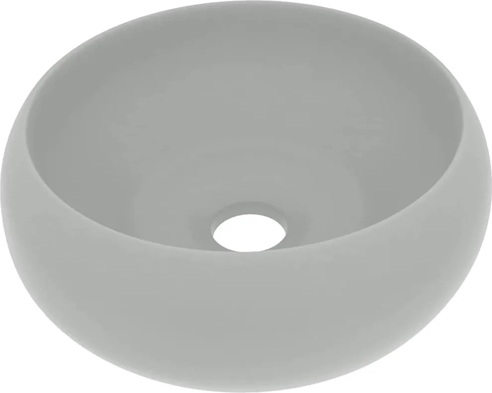 vidaXL Chiuvetă baie lux gri deschis mat 40x15 cm ceramică rotund