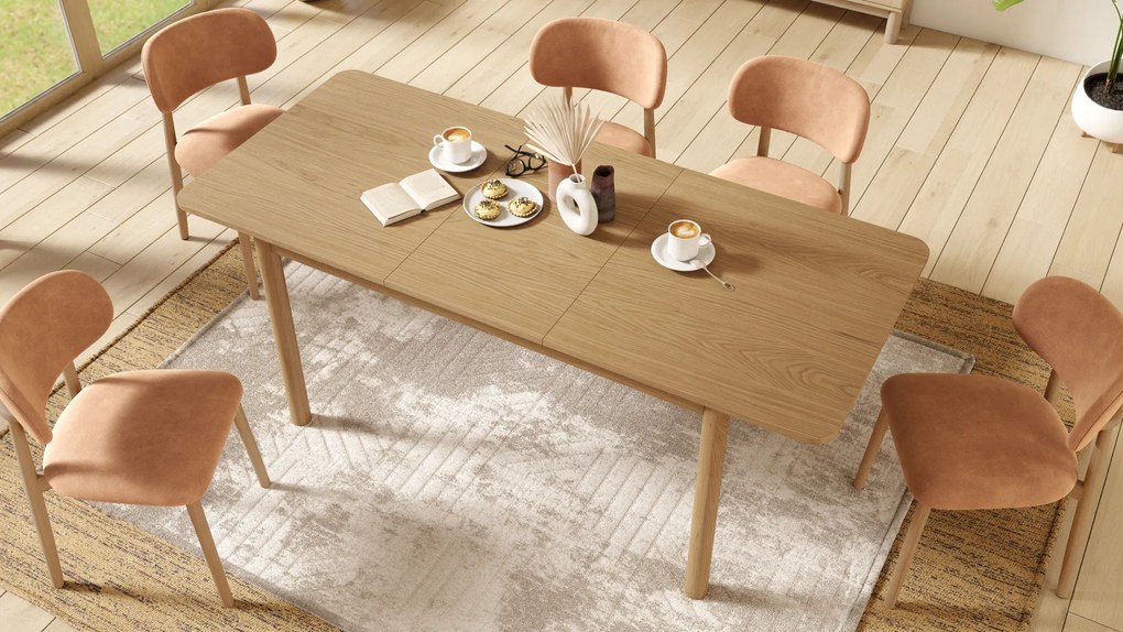 MAZZONI EXPORT ALMO Teracotă (material Danny 204)/cadru stejar lăcuit - SCAUN DIN LEMN PENTRU SALON SUFRAGERIE BUCĂTĂRIE RETRO