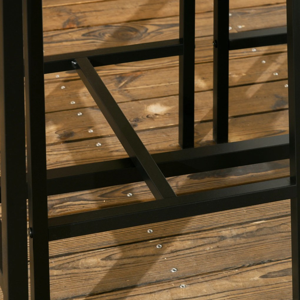 HOMCOM Set de bar 3 piese, masă înaltă, 2 scaune, MDF, cadru metalic, rezistent la apă, Maro | Aosom Romania