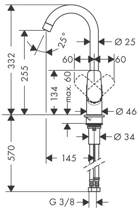 Baterie de bucatarie cu monocomanda, Hansgrohe, Logis M31 260, crom