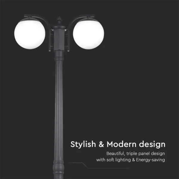 Lampă de exterior neagră 2xE27/60W/230V IP44 199 cm