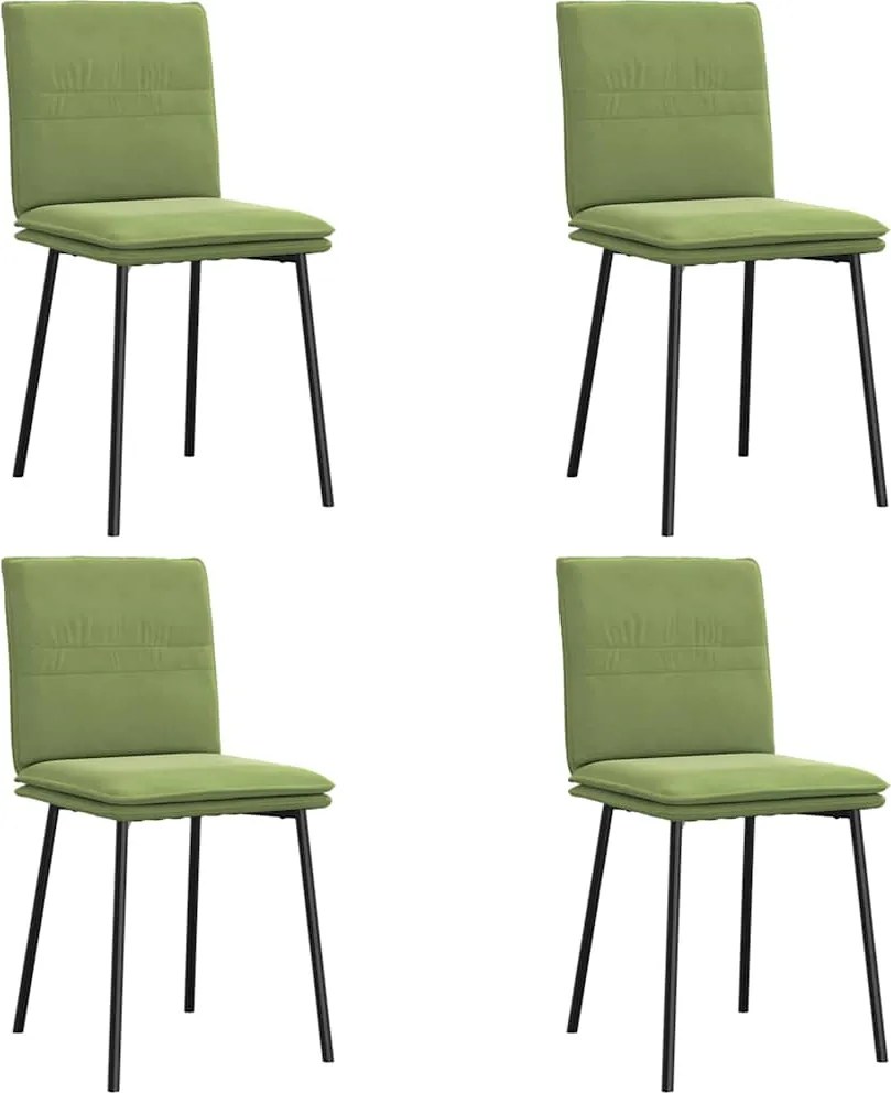 vidaXL Scaune de bucătărie, 4 buc., verde deschis, catifea