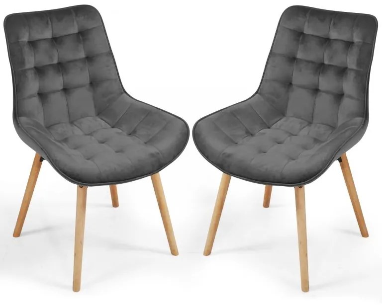 MIADOMODO Set scaune de sufragerie matlasate, gri închis 2 b