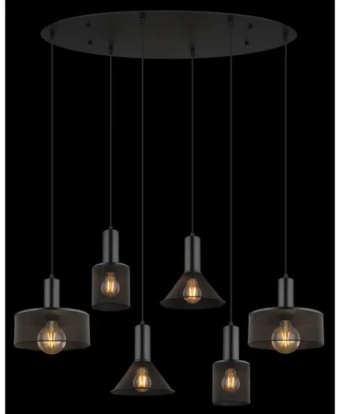 Globo 15648-6H - Lustră suspendată pe cablu JEDD, 6xE27/60W/230V, negru