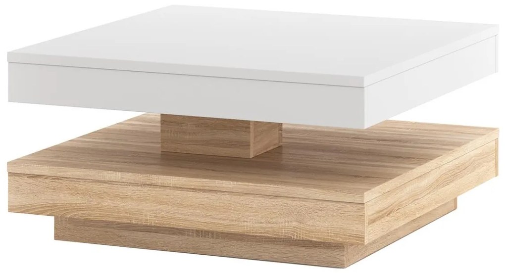 Masă de cafea TIMO, alb/stejar Sonoma