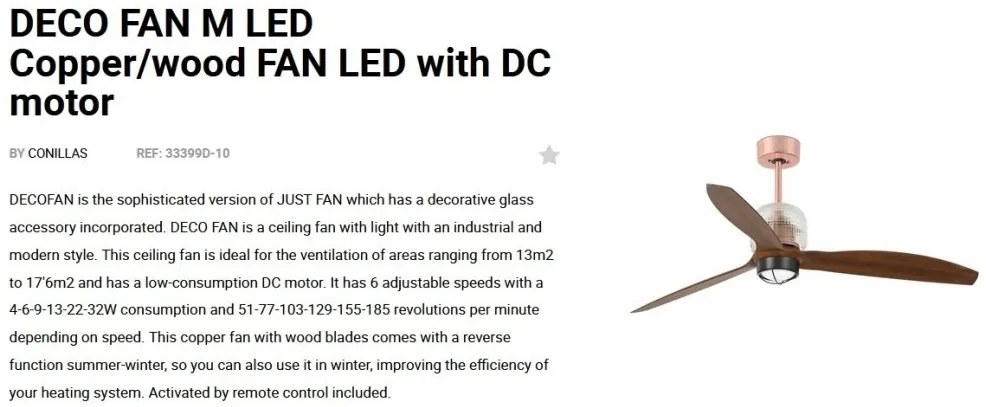 Lustra cu Ventilator si telecomanda DECO FAN M LED cupru/maro