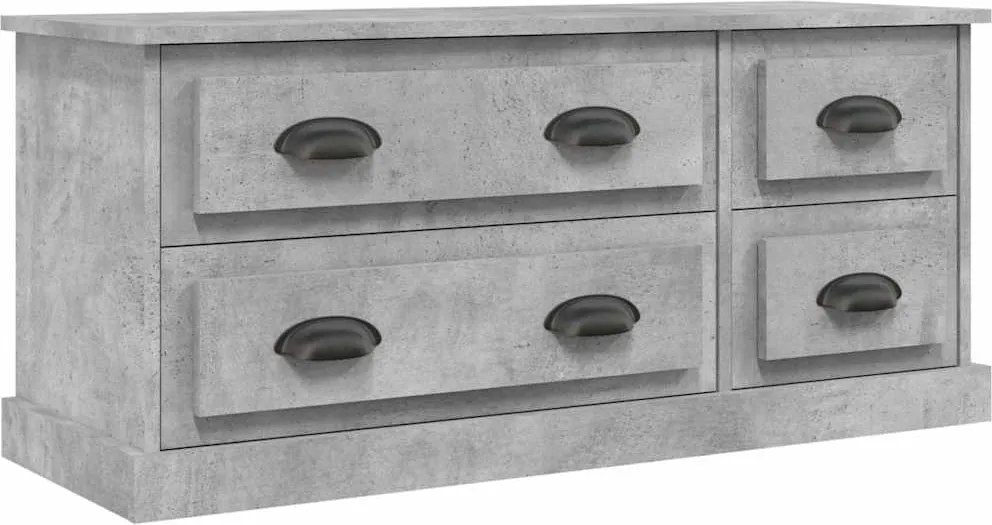 vidaXL Comodă TV, gri beton, 100x35,5x45 cm, lemn prelucrat