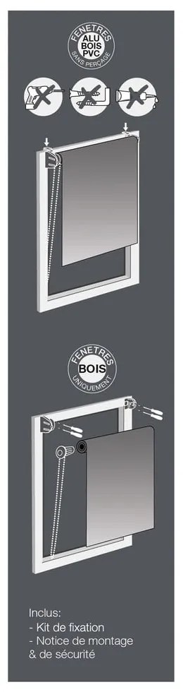 Jaluzea gri din material textil 90x180 cm Occult – douceur d'intérieur