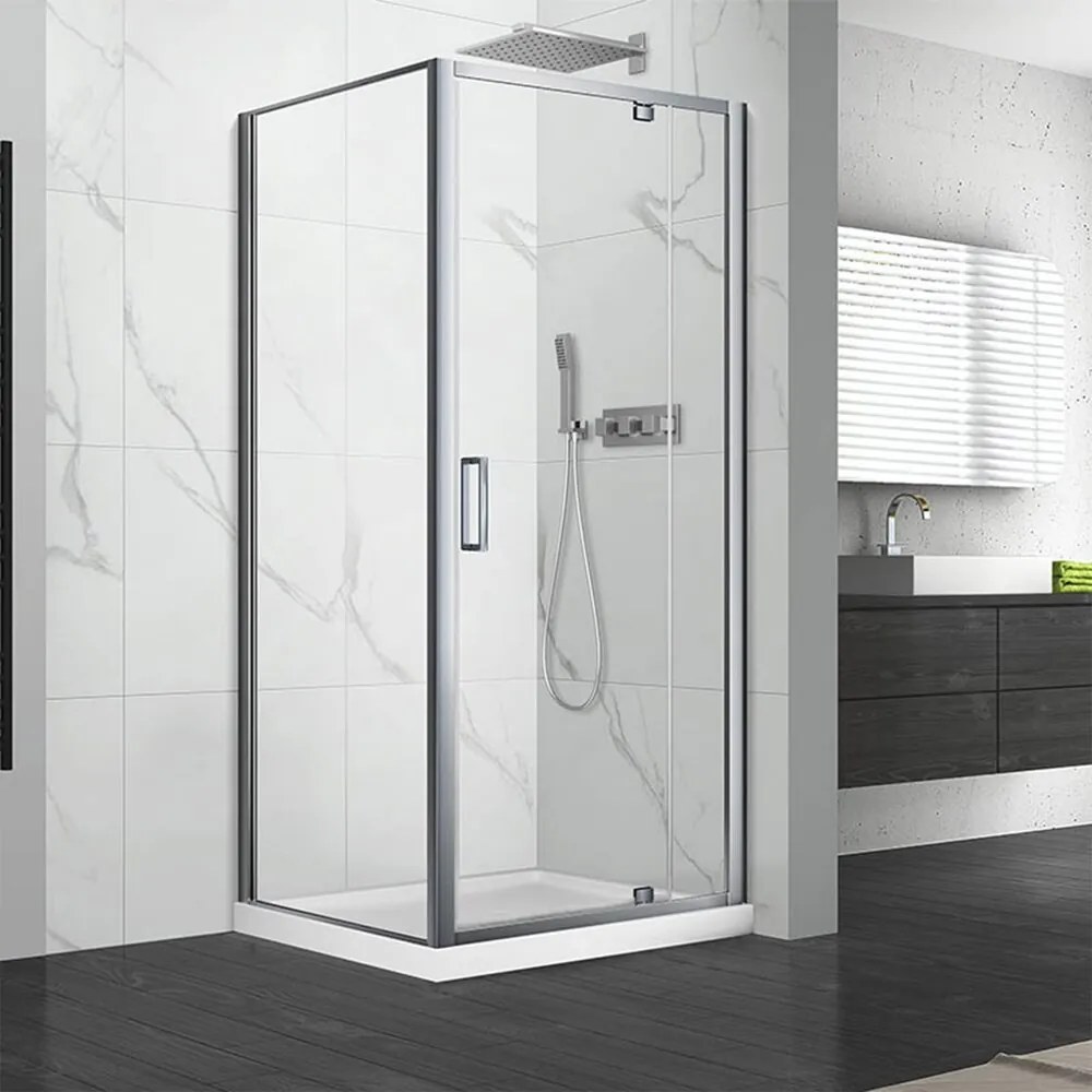 Cabina de dus patrata cu usa pivotanta Fluminia Andina 80x80 crom