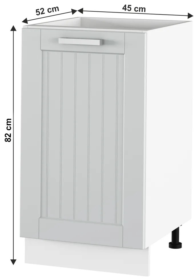 Dulap inferior de bucătărie Janne Typ 54 (Gri deschis + Alb). 1021212