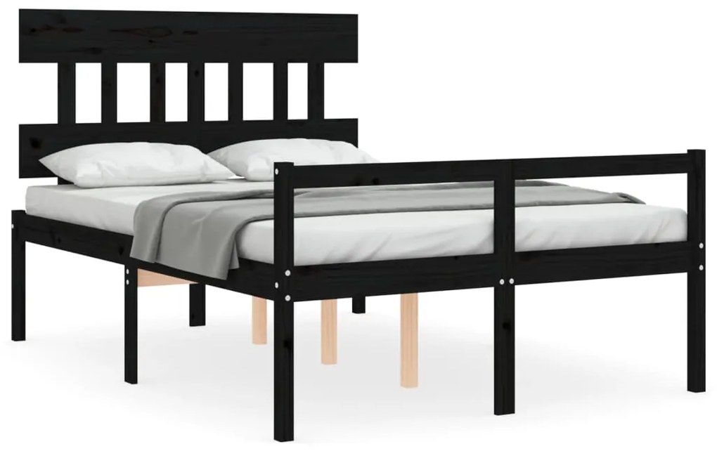 3195415 vidaXL Cadru de pat senior cu tăblie, 120x200 cm, negru, lemn masiv