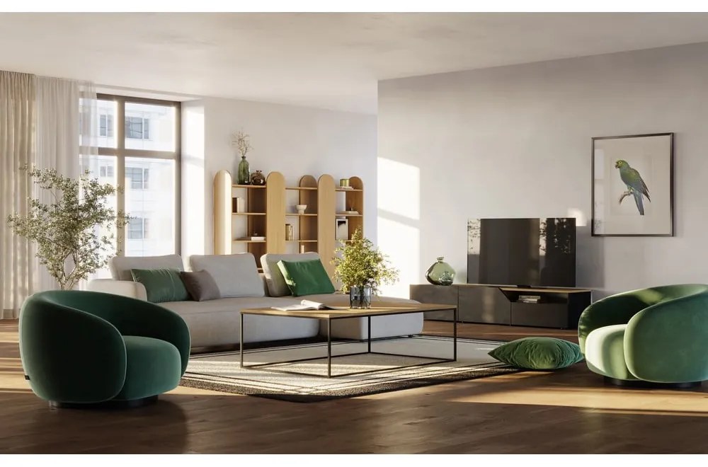 Comodă TV negru-natural cu blat cu aspect de lemn de stejar 180x38 cm Verone – TemaHome