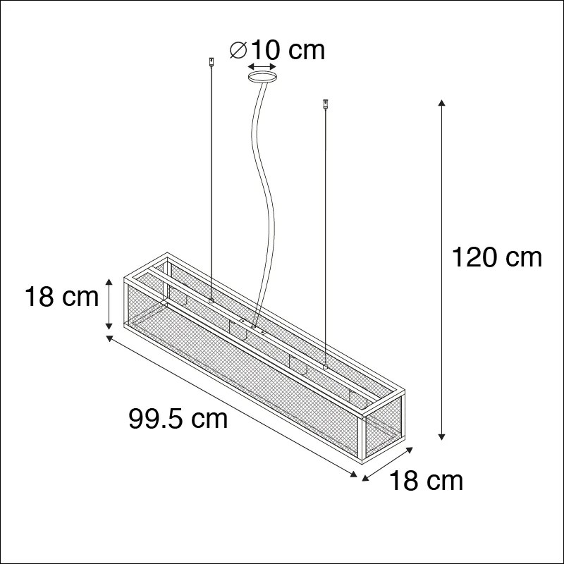 Lampă suspendată industrială inteligentă neagră, inclusiv 4 WiFi A60 - Cage Wire