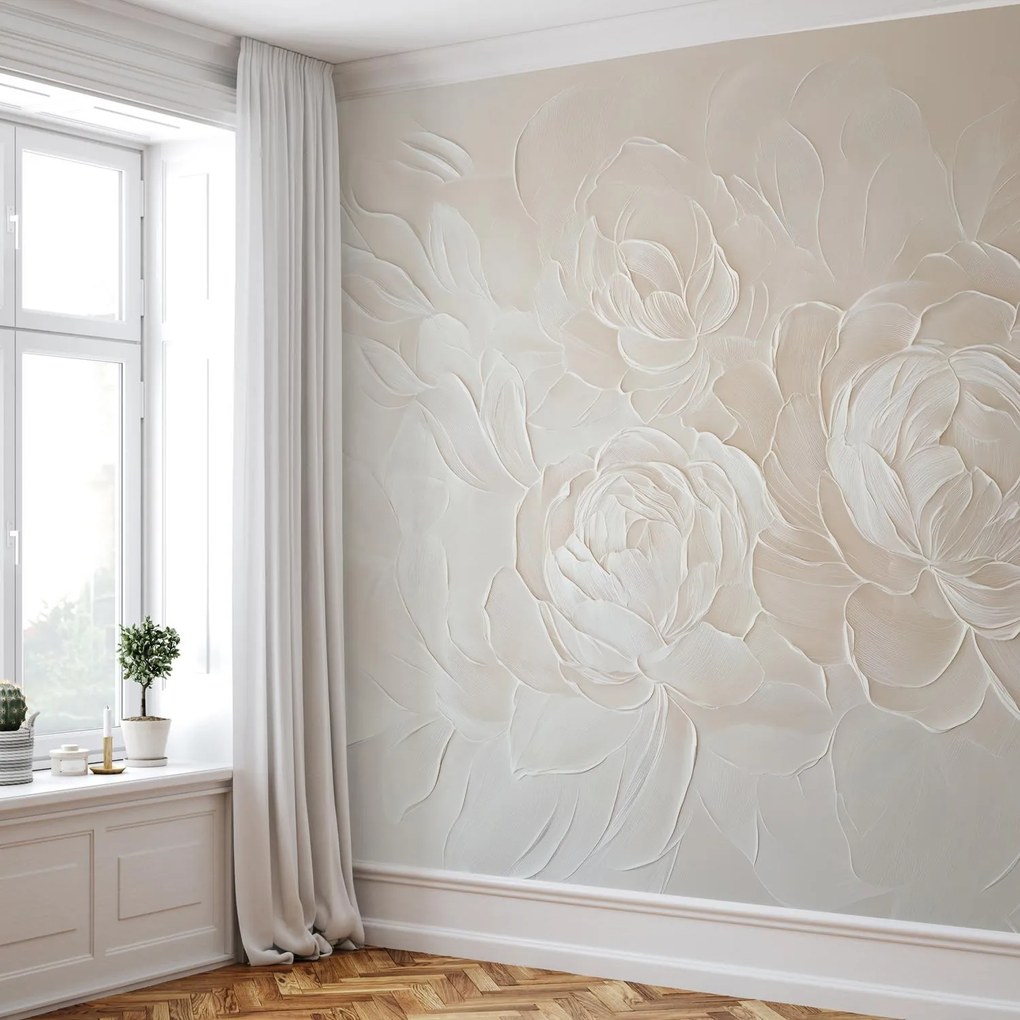 Fototapet - Flori Elegante Bej (147x102 cm)
