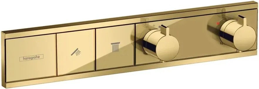 Baterie cada - dus incastrata Hansgrohe RainSelect termostatata auriu lucios 2 functii
