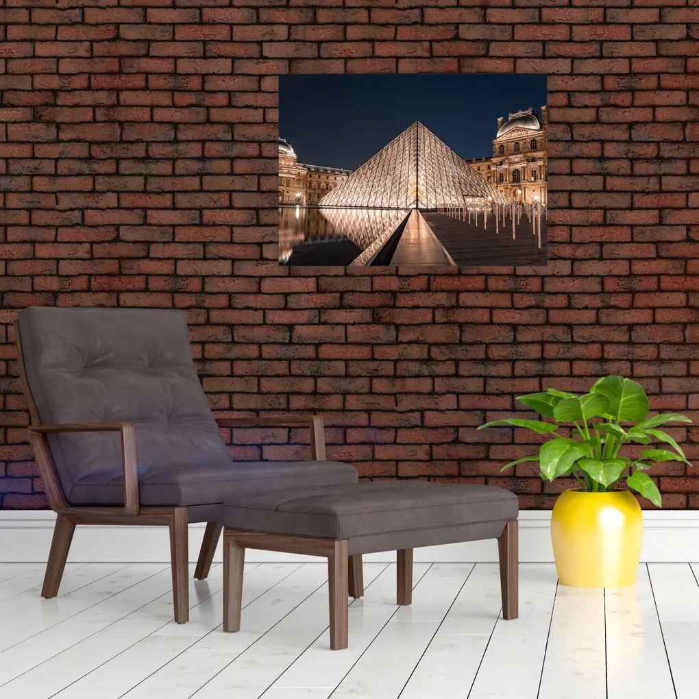 Tablou pe sticlă - Louvre noaptea (70x50 cm)