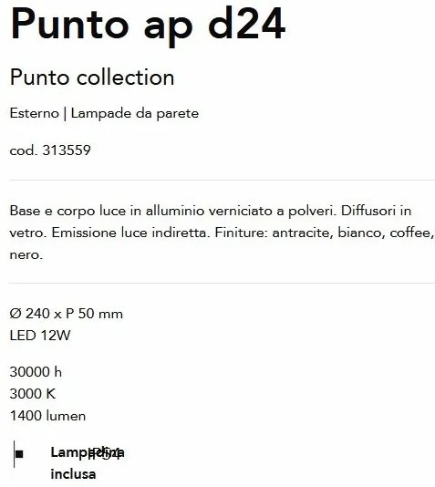Aplica LED iluminat exterior ambiental Punto ap d24 antracit