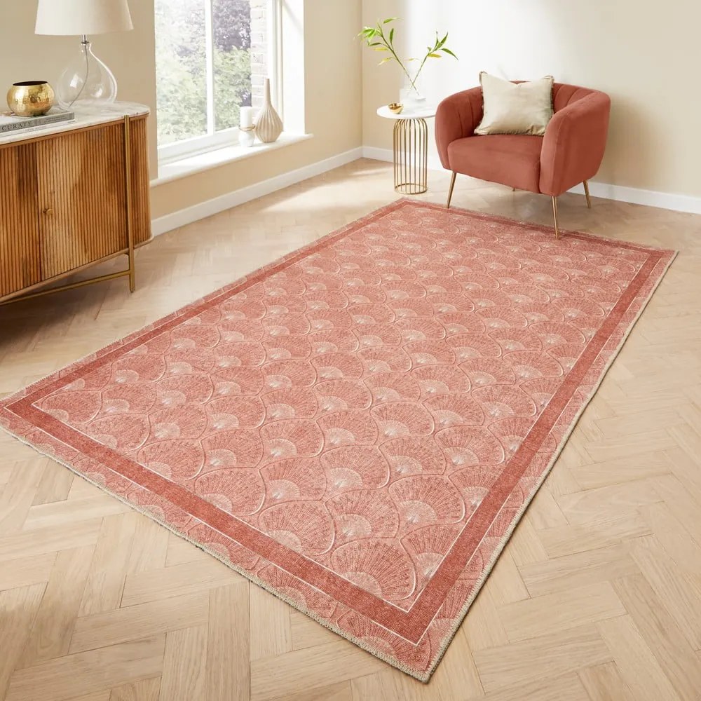 Covor cărămiziu lavabil 122x170 cm Deco Peacock – Catherine Lansfield