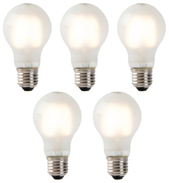 Set de 5 becuri LED cu filament E27 sticlă mată A60 2W 180lm 2700K