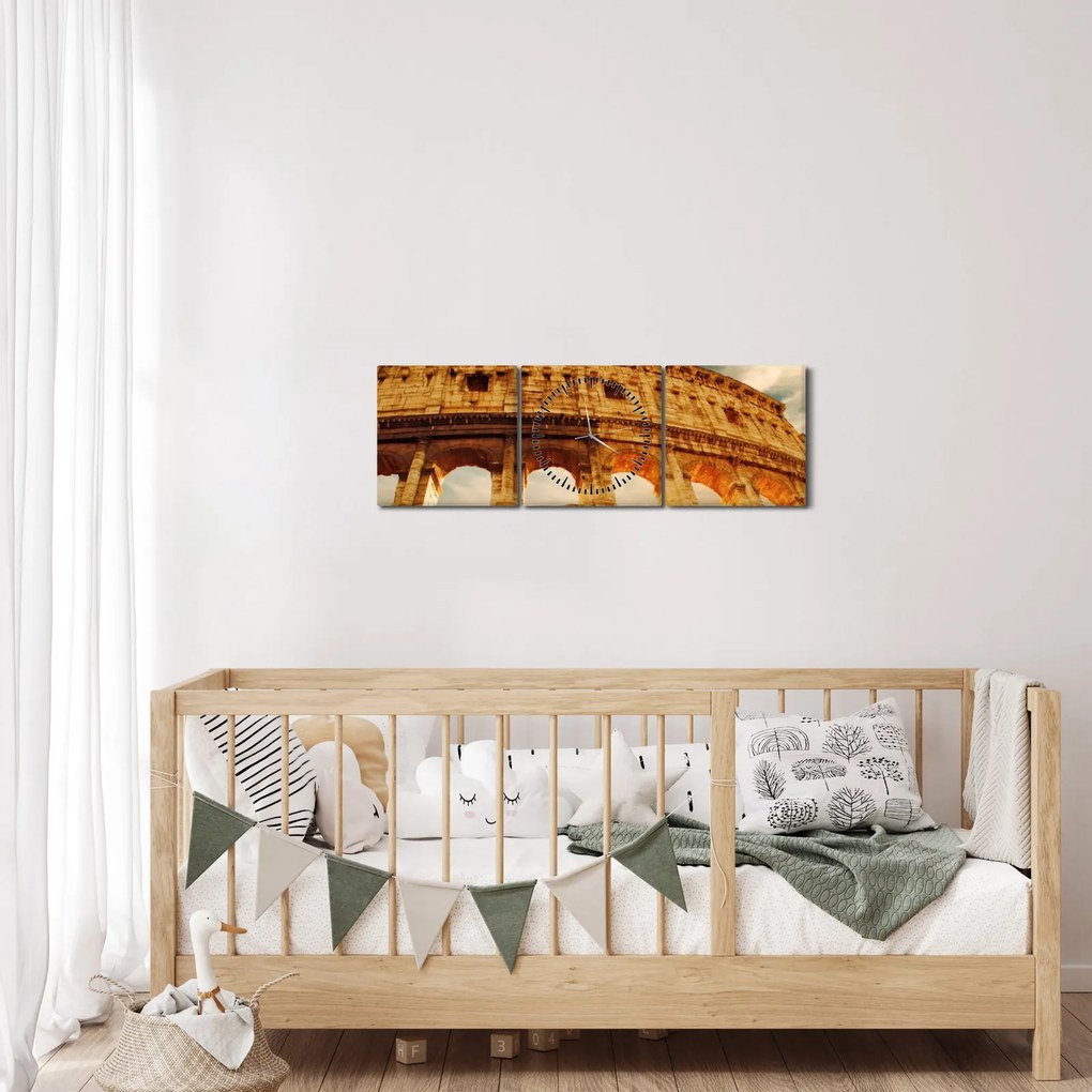 Tablou - Colosseum roman (cu ceas) (90x30 cm)