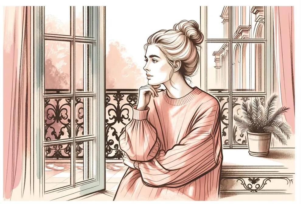 Tablou priveliște romantică de la fereastră