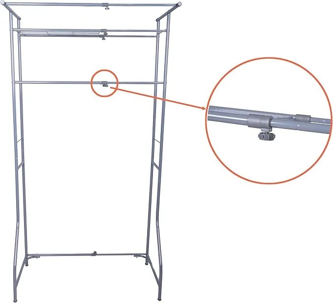 Raft metalic pentru baie deasupra masinii de spalat FIXANO 170x60-90 cm, gri