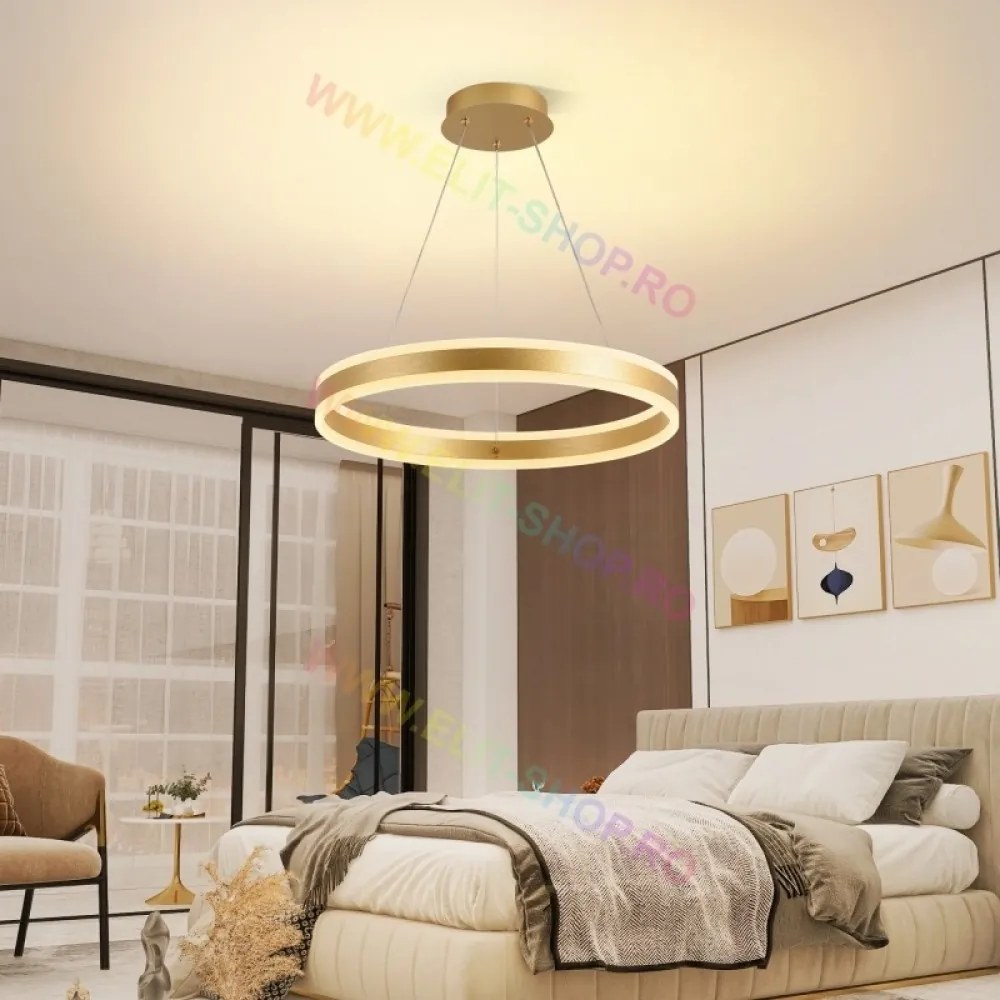 Lustra LED Cu Telecomanda, Elit's Esn1768/500D-GD, 124W, GOLD