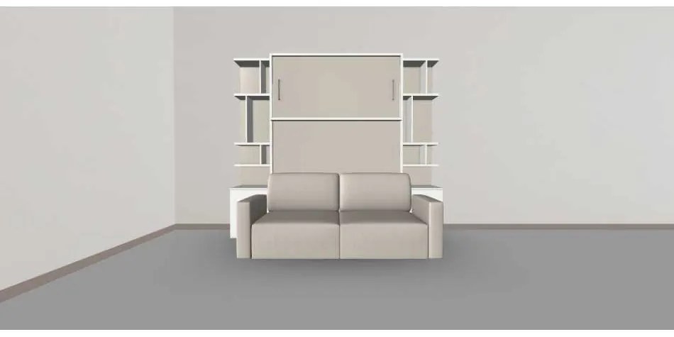 Set pat rabatabil dublu cu somiera inclusa, canapea cu 2 locuri si 2 biblioteci (50 cm) - royal small bookcase set (150x200)