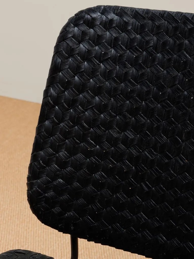 Scaun dining, negru, din rattan, Banyan