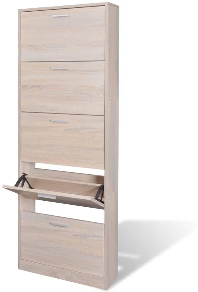 Pantofar cu 5 compartimente din lemn, aspect de stejar Stejar, 1, 1, 1, 59 x 17 x 169 cm