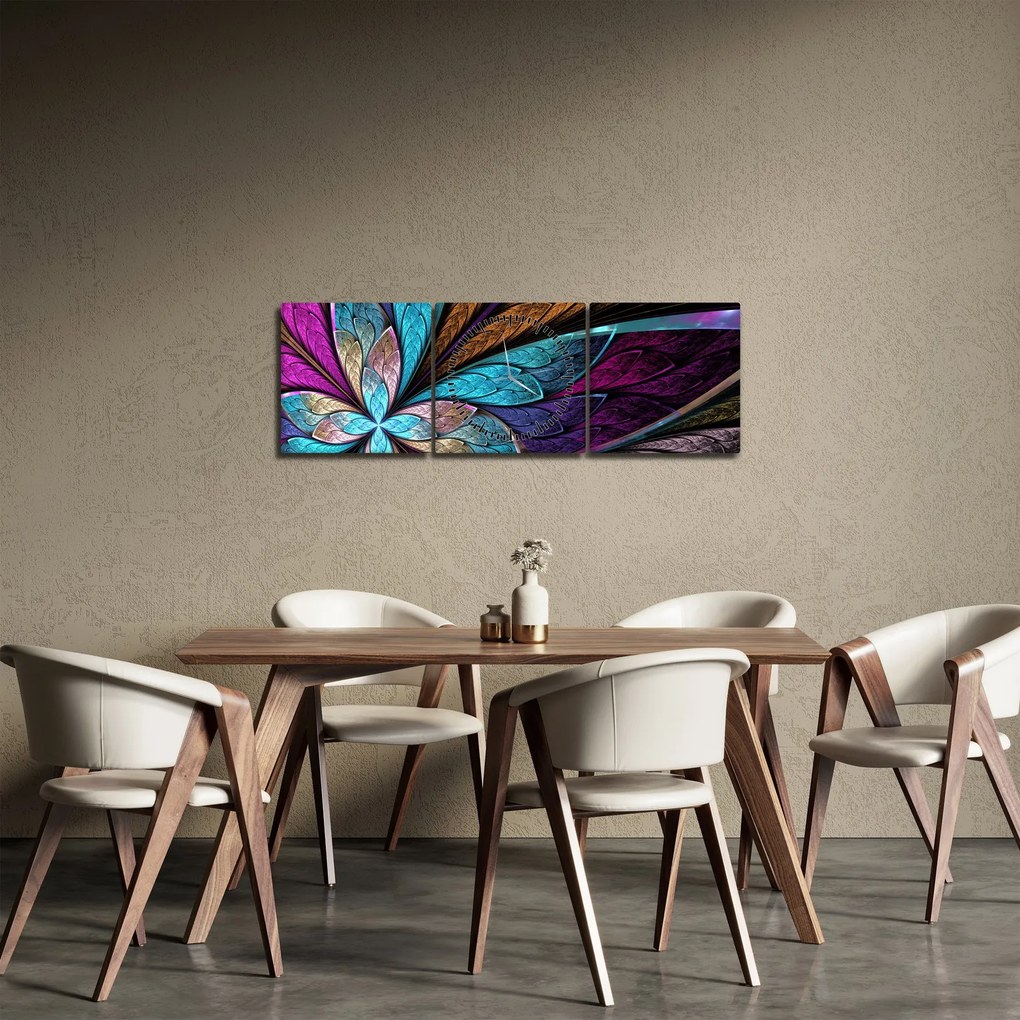 Tablou - Floare, abstracție (cu ceas) (90x30 cm)
