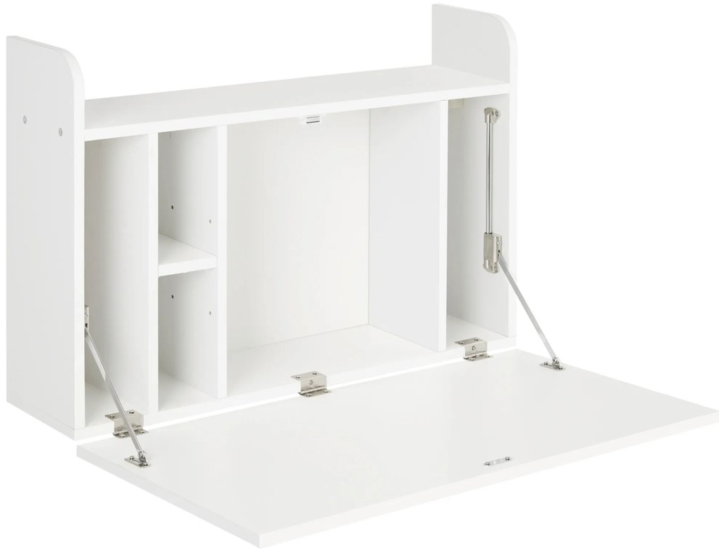 HOMCOM Birou suspendat, masă de perete rabatabilă și birou de perete cu depozitare - 77 x 20 x 51 cm | Aosom Romania