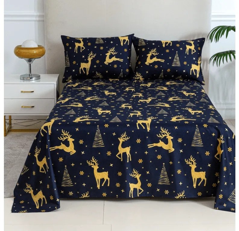 Cearsaf si fata de perna GOLDEN DEER Dimensiune: 2 ks 50 x 70 cm | 200 x 240 cm