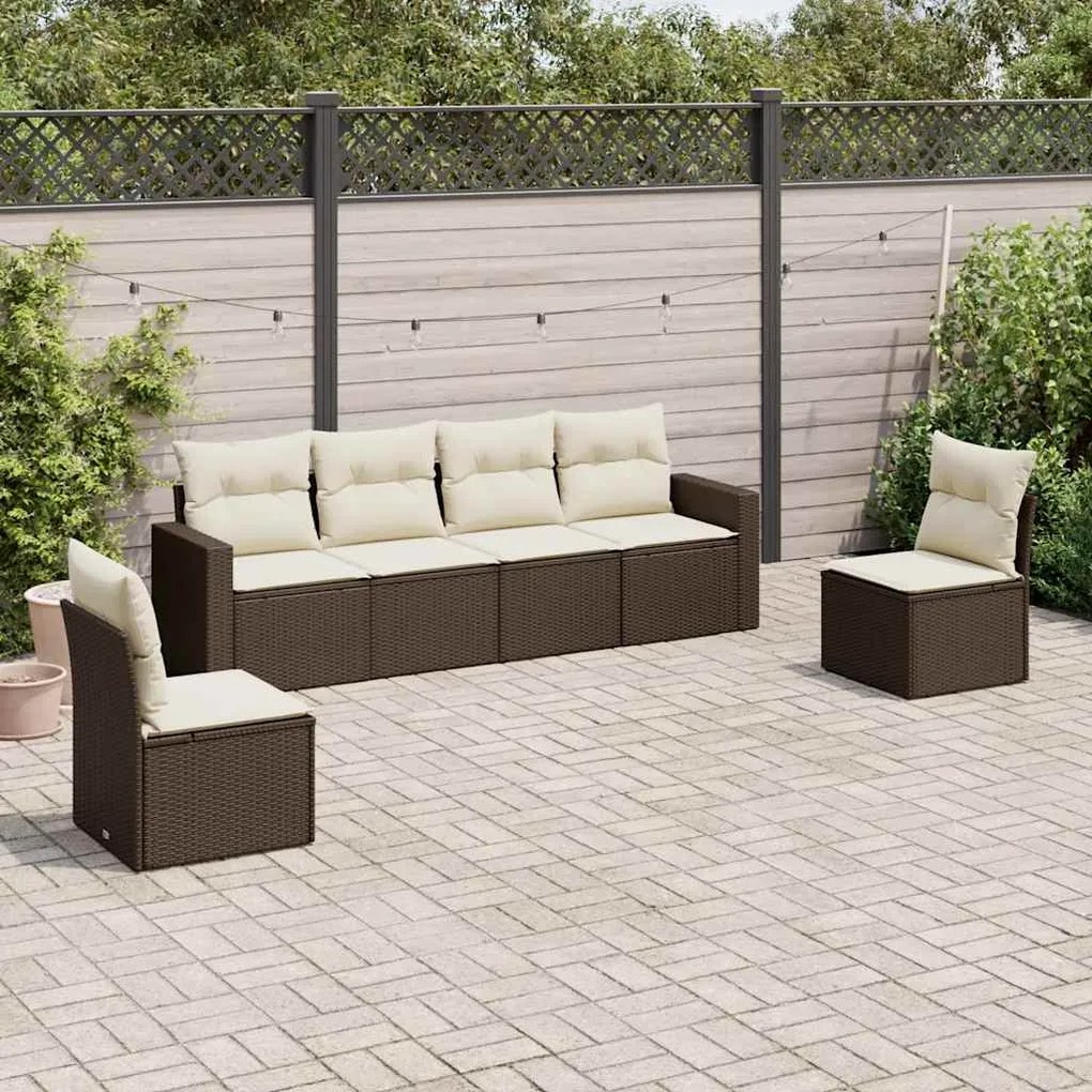 vidaXL Set canapele de grădină cu perne, 6 piese, maro, poliratan