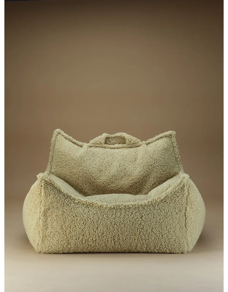 Fotoliu puf pentru copii verde cu tapițerie din țesătură bouclé Chair – Wigiwama