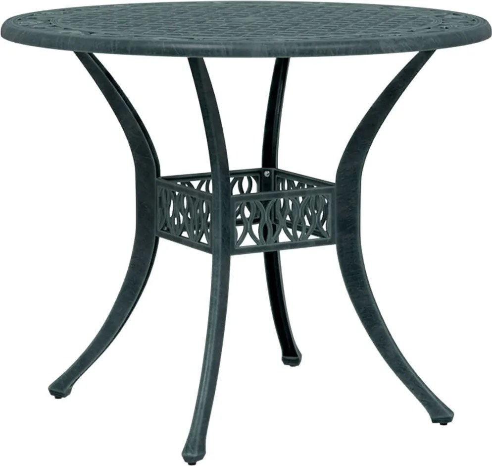 vidaXL Masă de grădină, verde, Ø90x75 cm, aluminiu turnat
