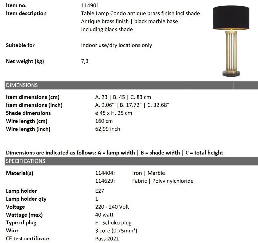 Veioza, Lampa de masa inalta design LUX Condo negru