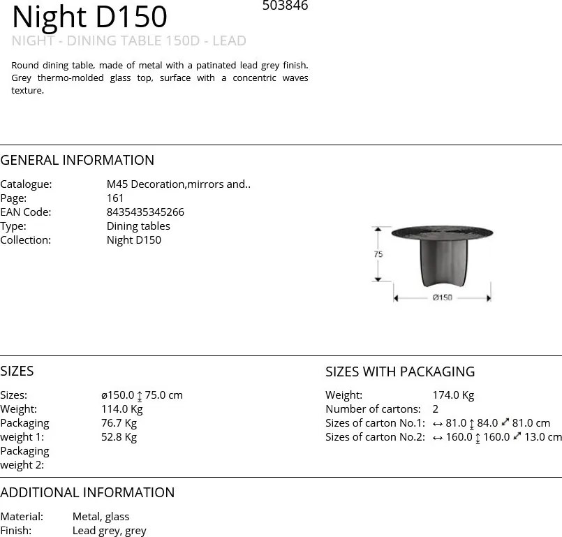 Masa dining rotunda design LUX Night D150