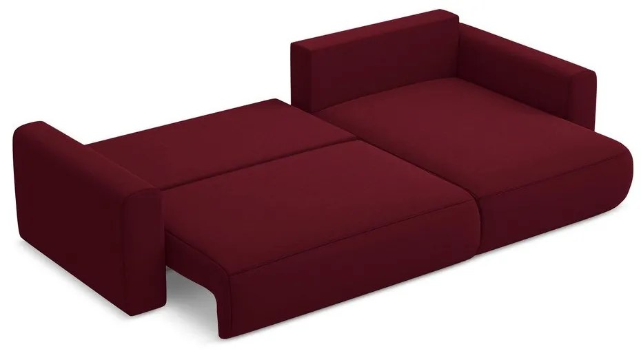 Colțar burgundy extensibil/cu spațiu de depozitare cu tapițerie din catifea (cu colț pe partea dreaptă/cu șezlong) Kapua – Makamii