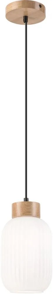 Lustră pe cablu HARMA 1xE27/15W/230V d. 14 cm alb/stejar