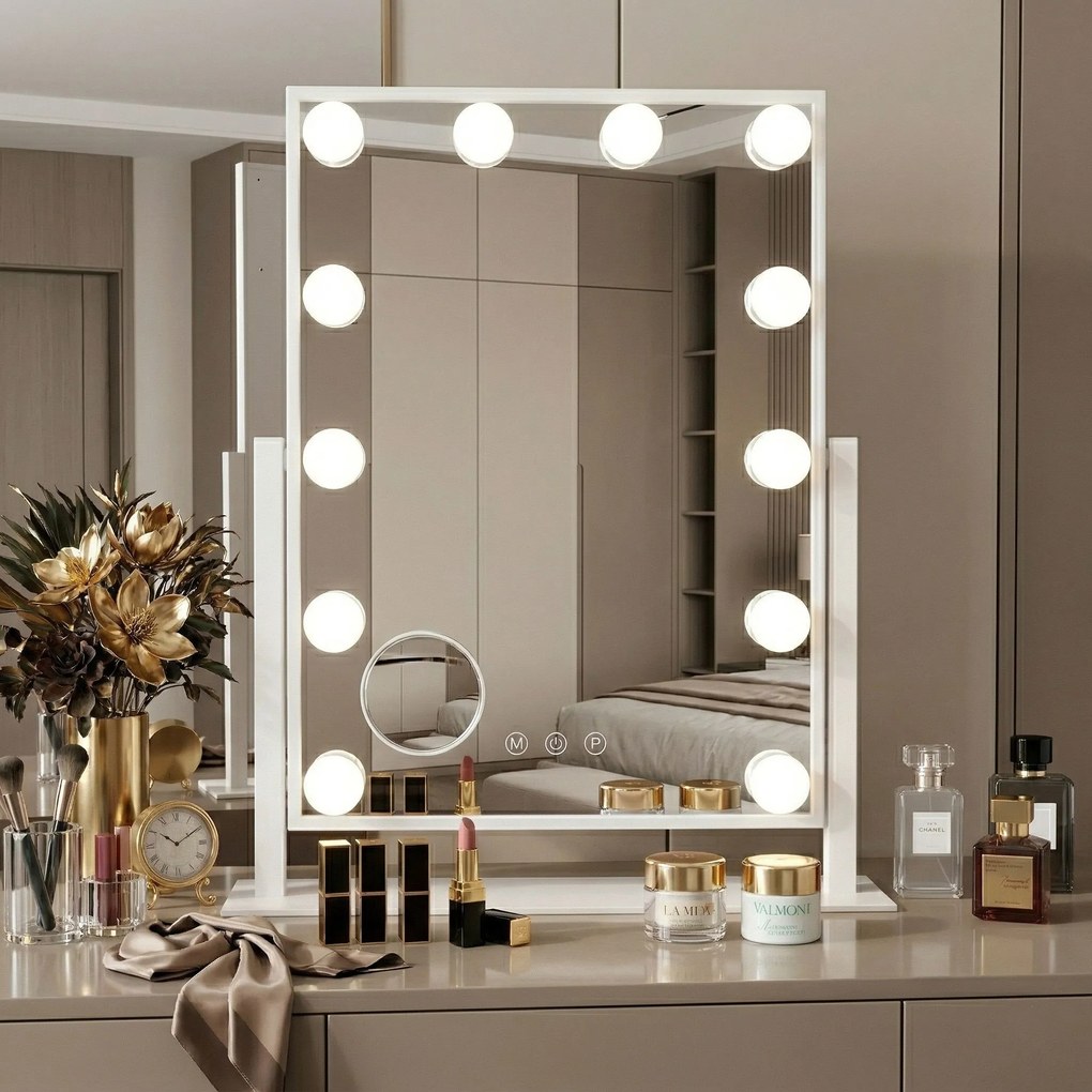 Oglindă LED HOLLYWOOD White 30x40