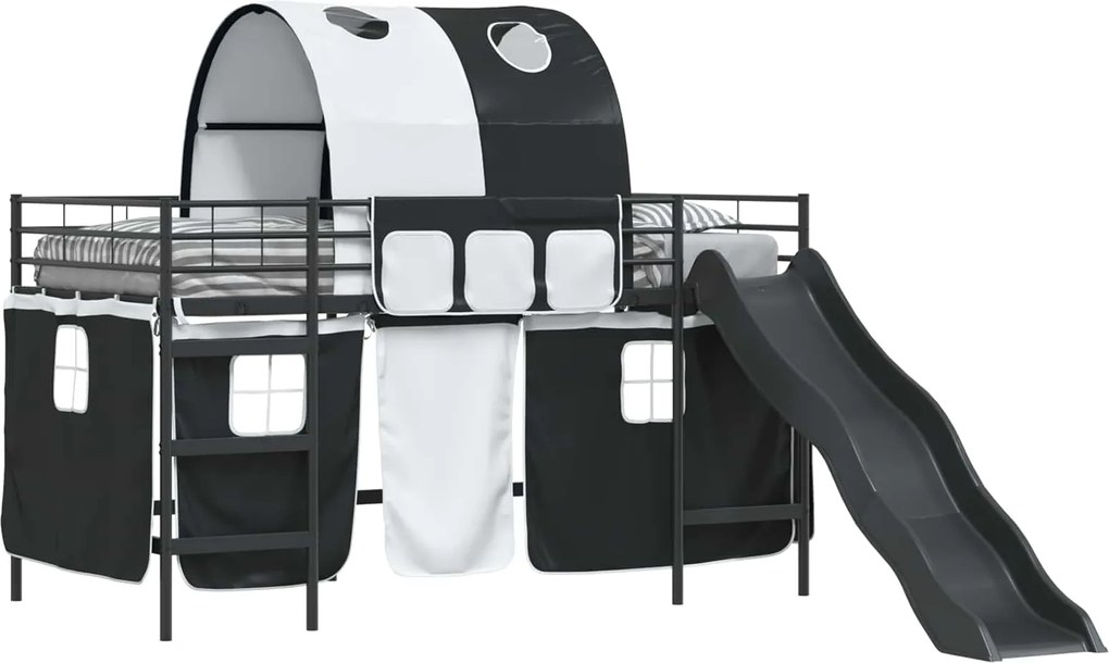 vidaXL Cadru de pat supraetajat pentru copii Negru 100 x 200 cm Metal