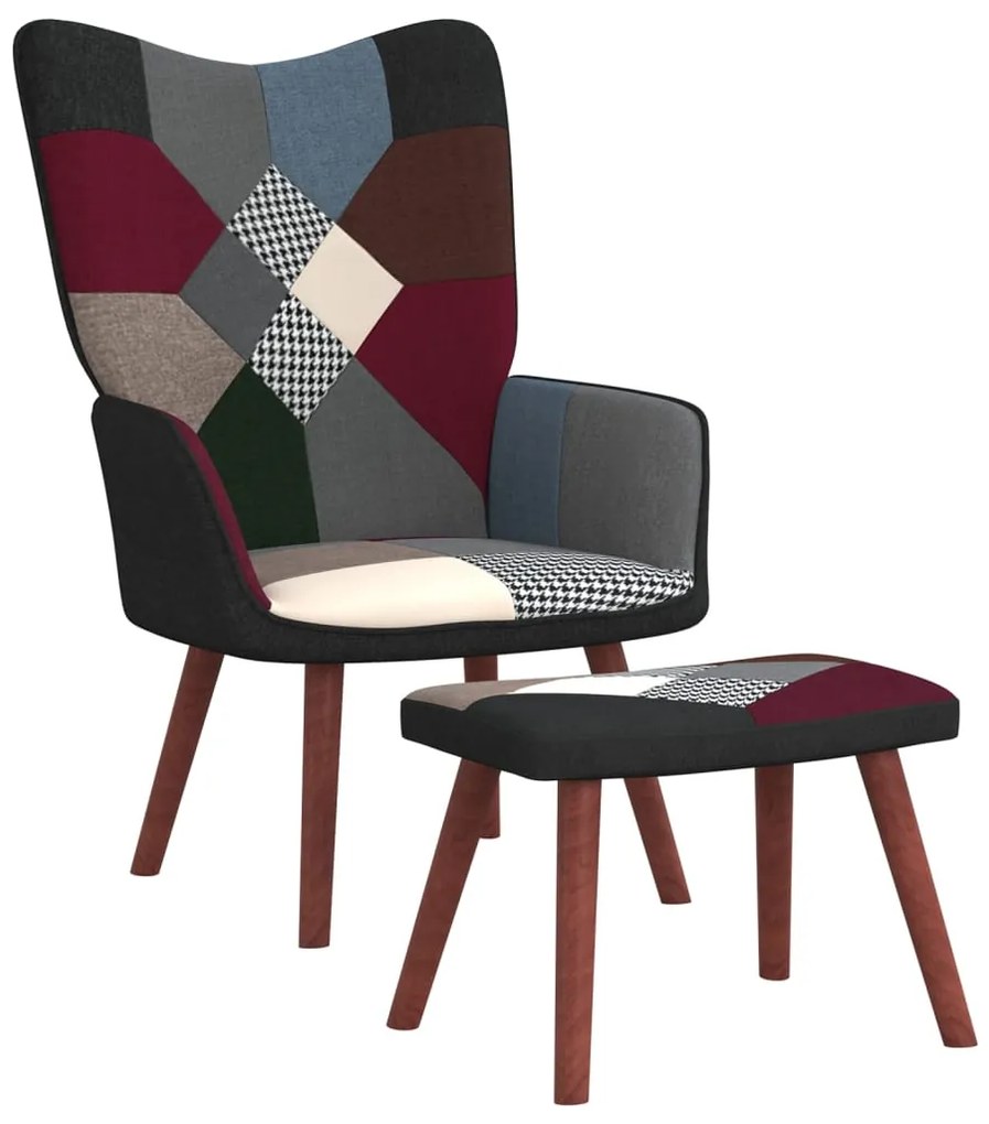 328196 vidaXL Scaun de relaxare cu taburet, material textil, petice