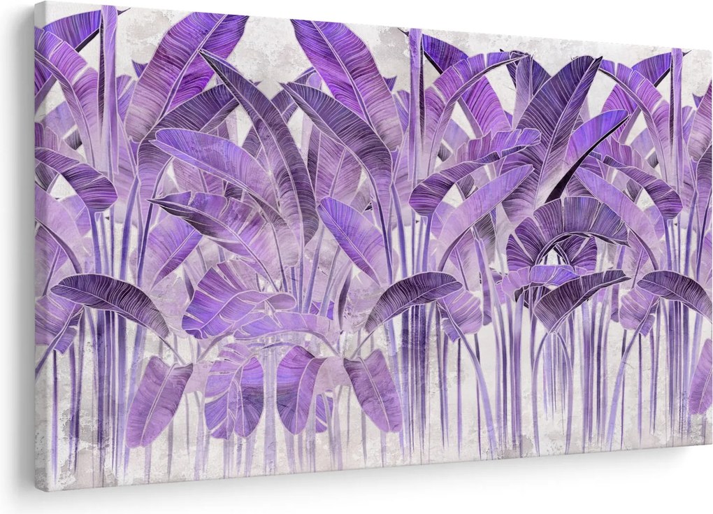 Tablou - Frunze violet în tencuială (90x60 cm)