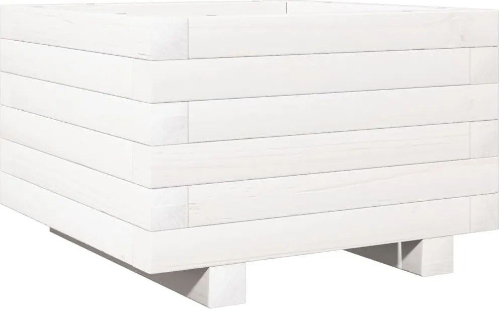 vidaXL Jardinieră de grădină, alb, 40x40x26,5 cm, lemn masiv de pin