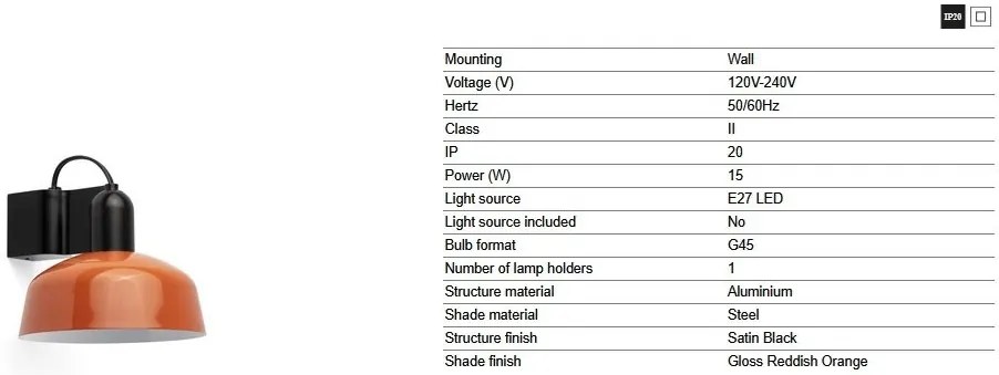 Aplica de perete metal TATAWIN negru, orange